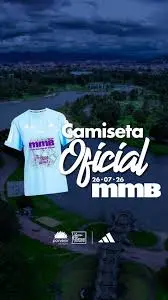 Official mmB 2026 race T-shirt in bright sky blue, featuring Adidas AEROREADY technology from the event’s official sponsor.